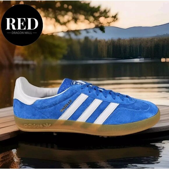 Adidas Gazelle Indoor Casual Low top Sneakers Blue White H06260 - Men's Size 11 - Picture 9 of 16